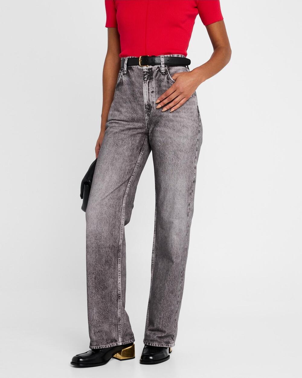 RAG & BONE Miramar Shea Terry Relaxed Straight Jeans Raven Black Pants Size 27